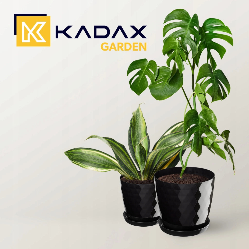 Vaso da fiori KADAX, fioriera, coperchio, 16 cm, supporto per fiori, plastica nera, 3 pezzi.