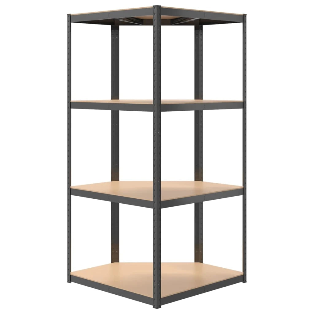 Scaffale angolare a 4 ripiani acciaio e legno ingegnerizzato colore antracite 02_0045677