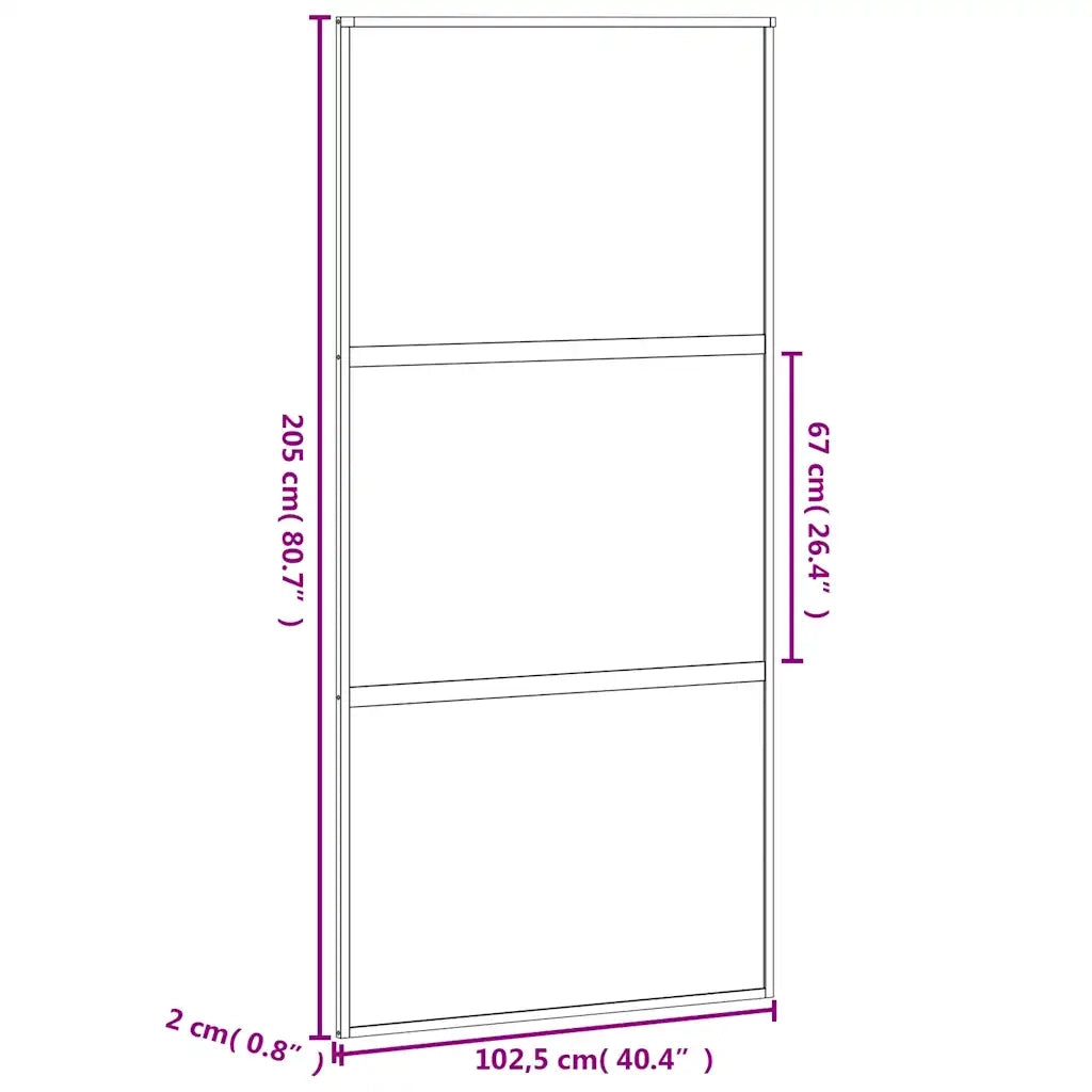 Porta Scorrevole Nera 102,5x205 cm Vetro Temperato e Alluminio 155203