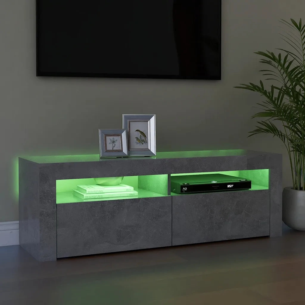 Mobile Porta TV con Luci LED Grigio Cemento 120x35x40 cm 804314