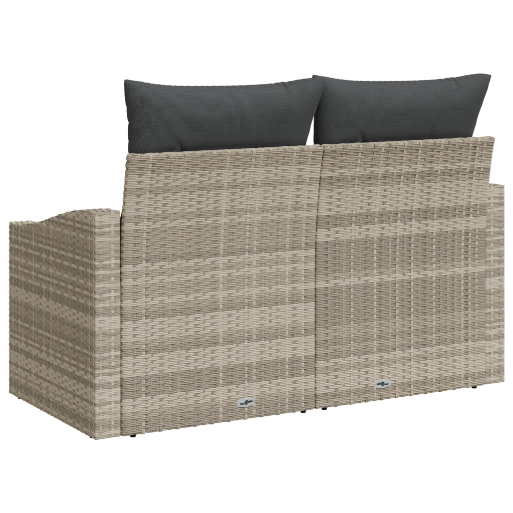 Divano da Giardino a 2 Posti con Storage&Cuscini Grigio in Polyrattan