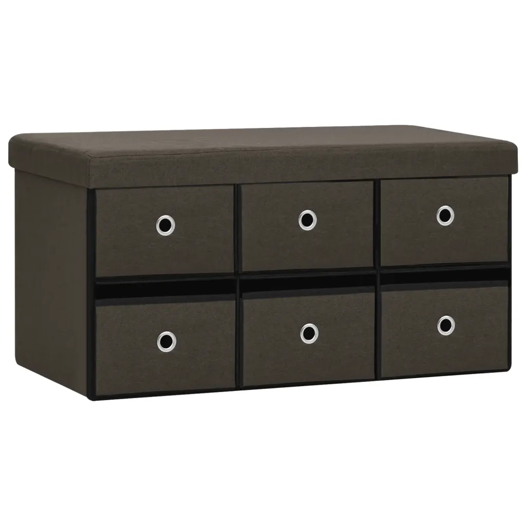 Cassapanca Pieghevole Marrone Scuro 76x38x38 cm in Simil Lino 338814