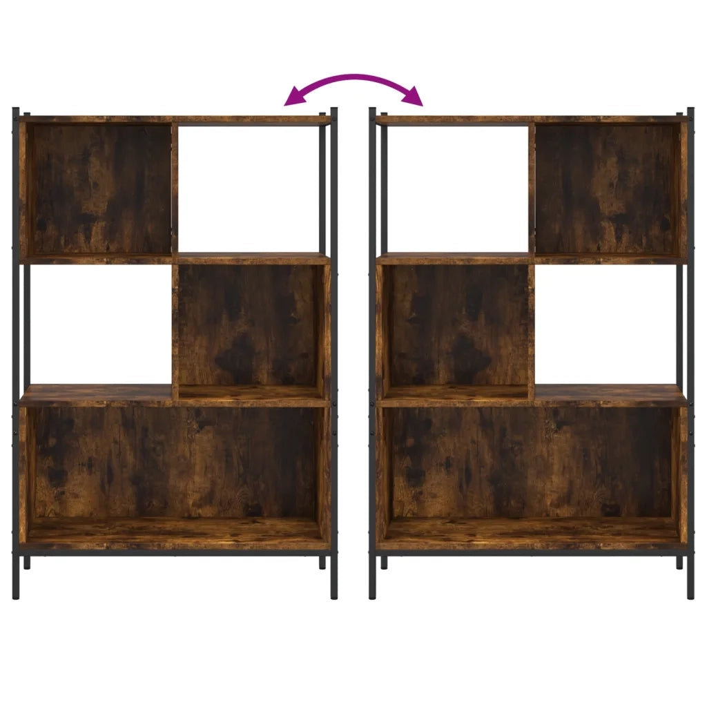 Libreria-Scaffale per Libri-Mobile di Stoccaggio Rovere Fumo 72x28x109 cm in Legno Multistrato