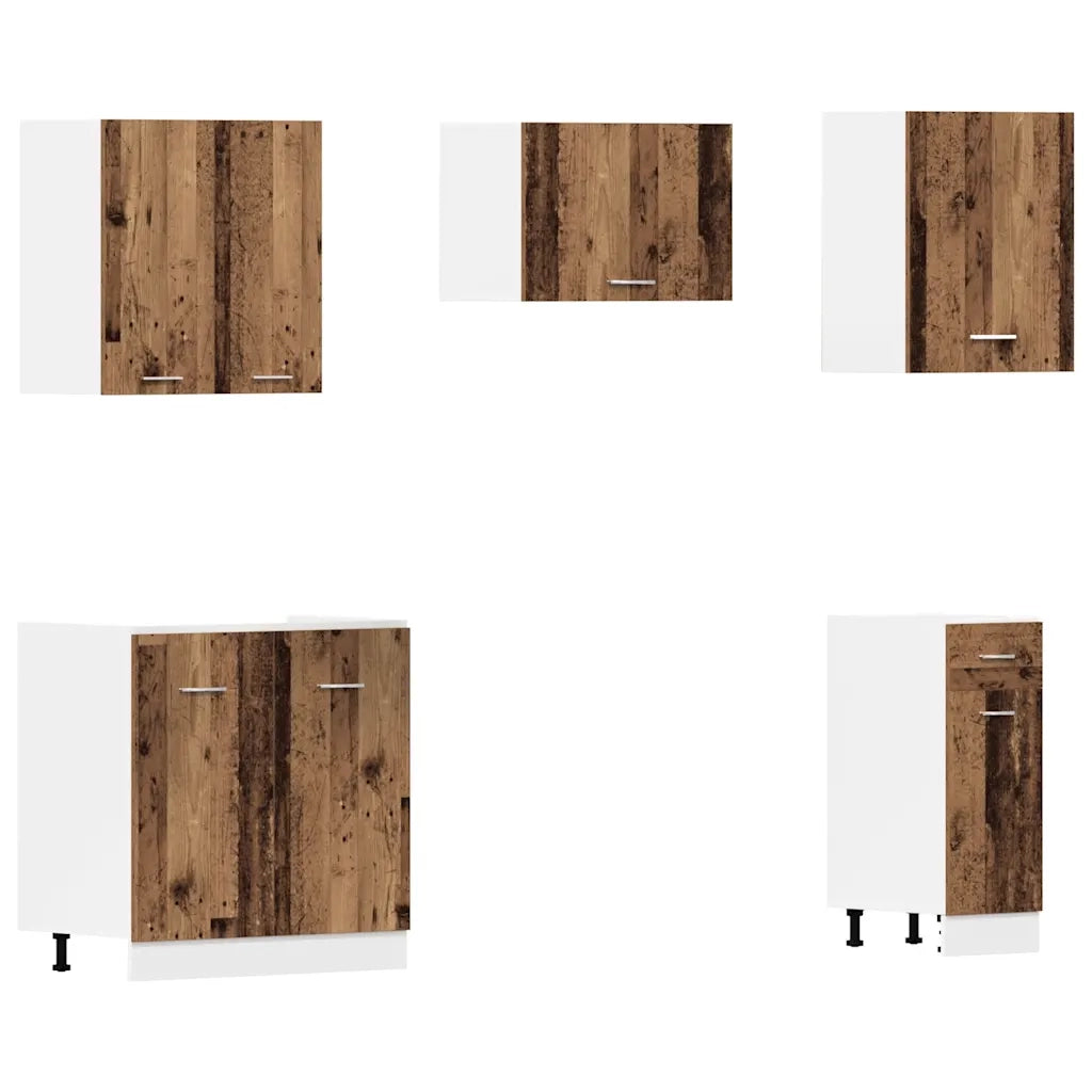 Set di Mobili da Cucina 11 pz Legno Antico in Truciolato
