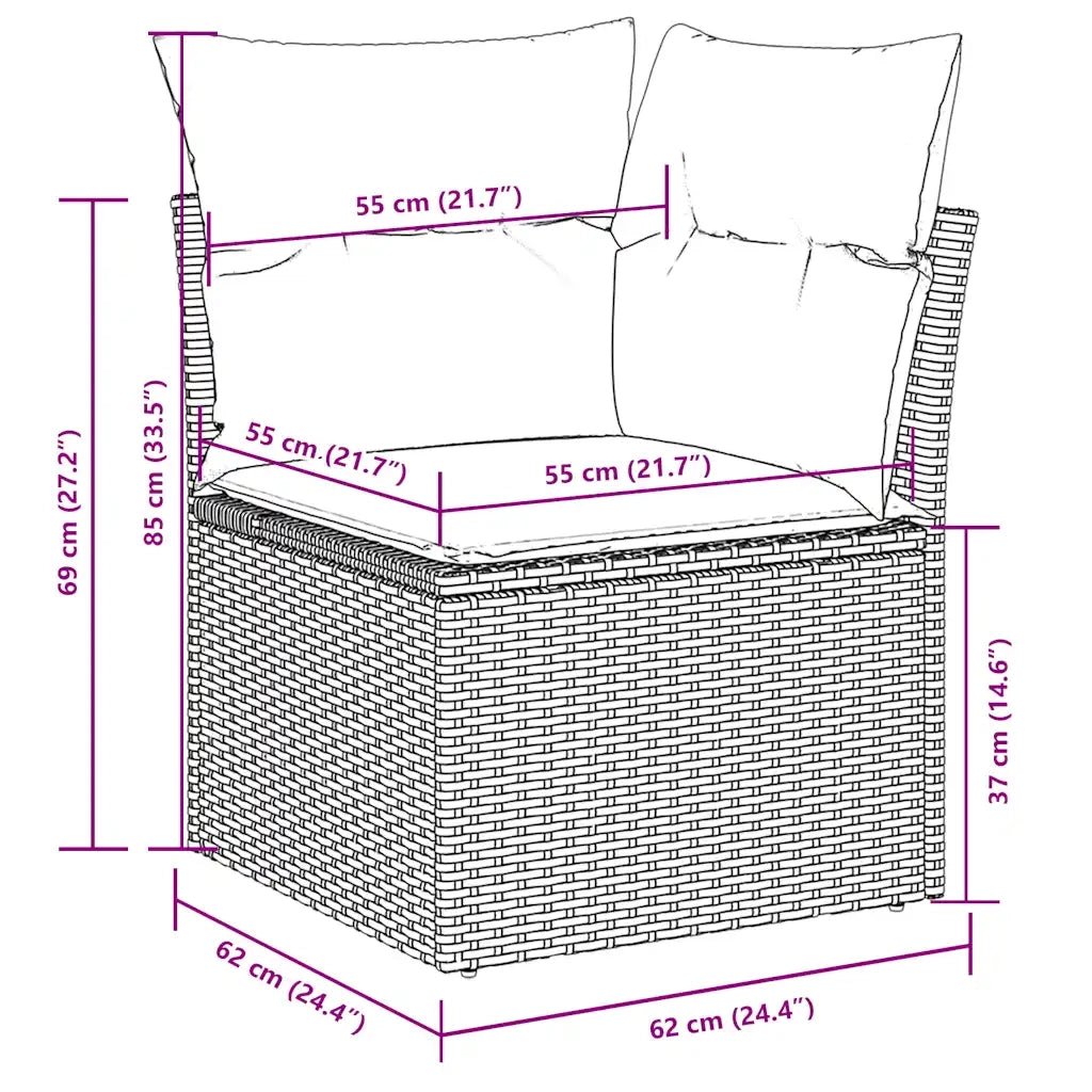 Set Divano da Giardino 8pz con Cuscini Grigio Chiaro Polyrattan