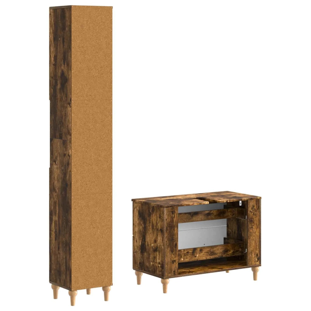 Set di Armadi da Bagno da 2 Pezzi ALKMAAR Rovere Fumo 3417509