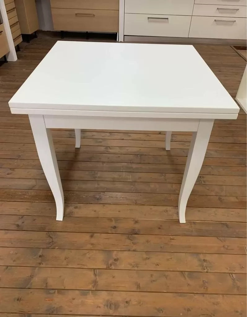 Tavolo classico in legno libro shabby bianco 80x80x80 (746) - Mobili 2G