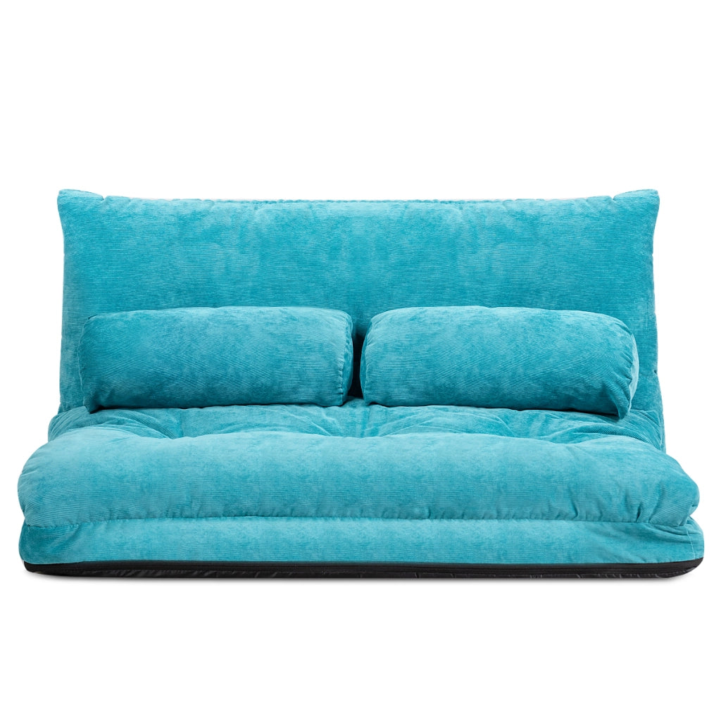 Divano terra regolabile 6 posizioni 2 cuscini letto durevole stabile-Sofa Divano fodera camoscio Blu