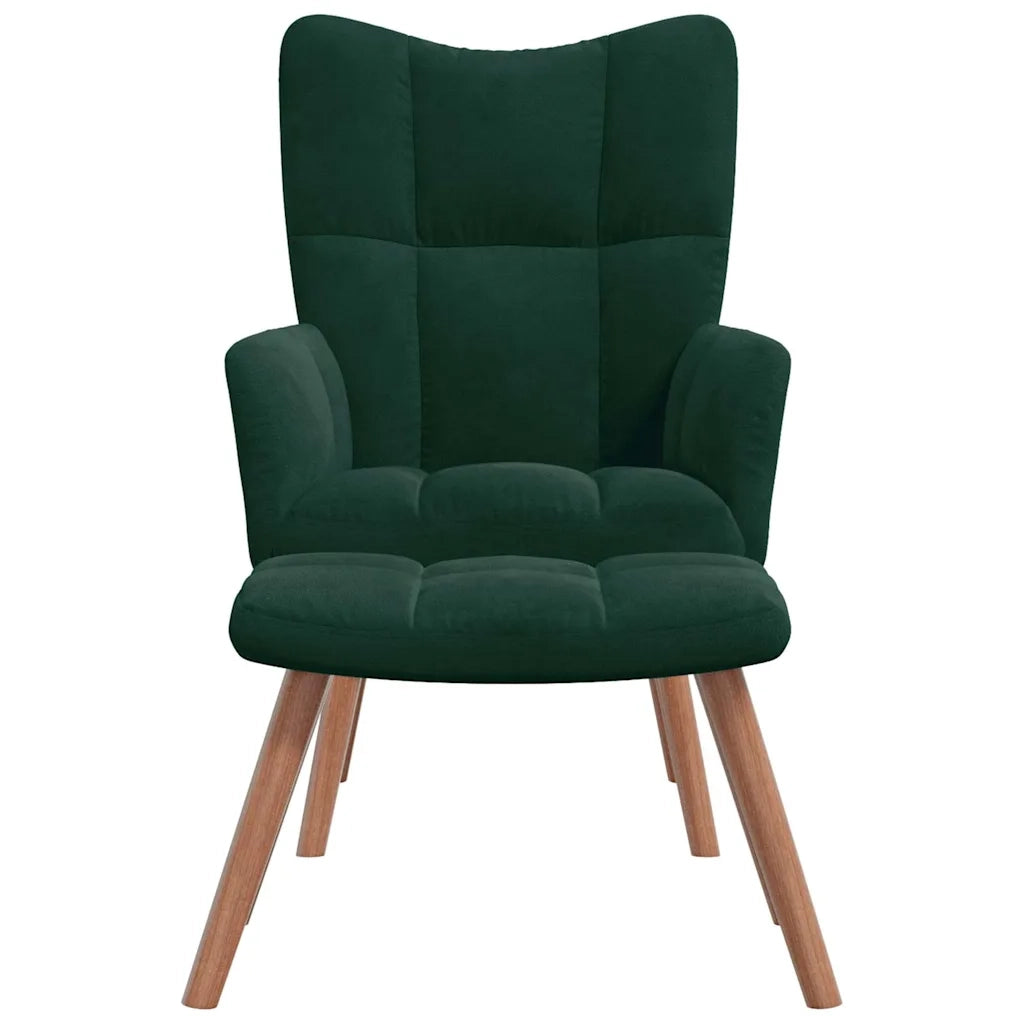 Divano Sedia-Poltrona Relax con Poggiapiedi Verde Scuro in Velluto 720350