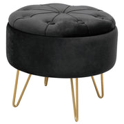 Pouf a scomparto rotonda in velluto trapuntato AKORD CARO colore Nero