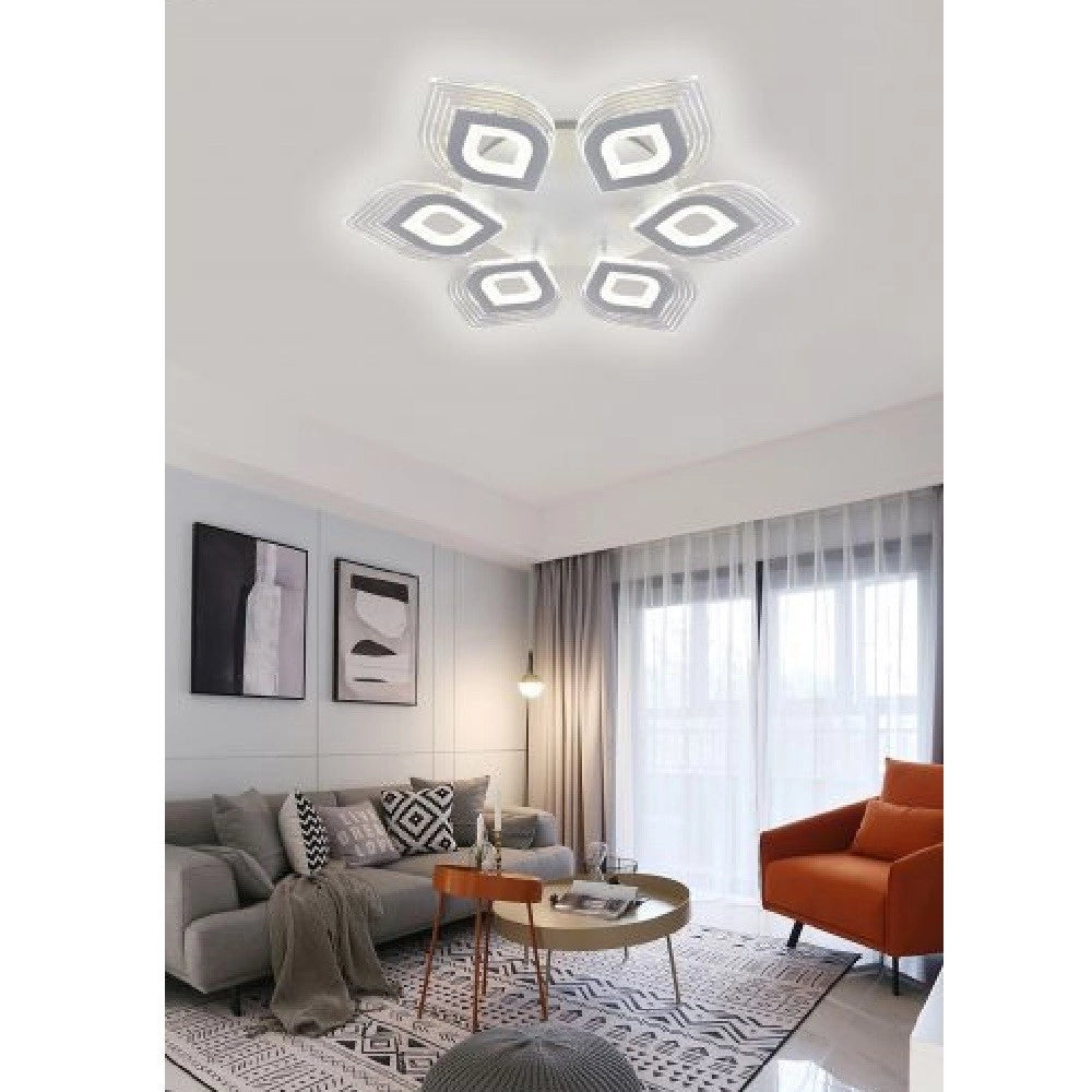 Trade Shop - Lampadario Plafoniera Moderna Soffitto Luce Fredda 6500k Naturale 4000k 55w C27b - -bianco Naturale      -