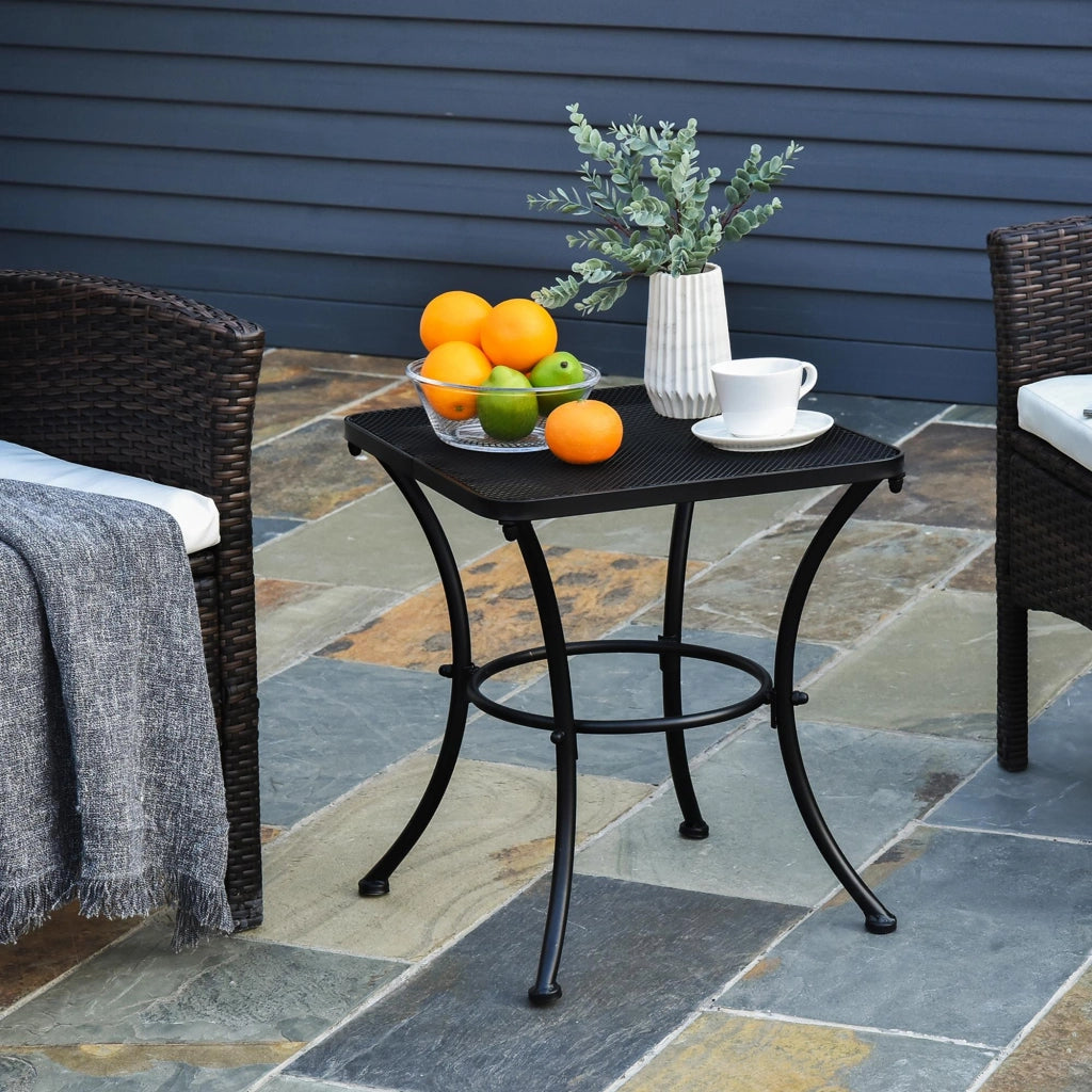 Tavolino da giardino ¨C Zephmum ¨C Rettangolare 45x45x50 cm Nero Metallico