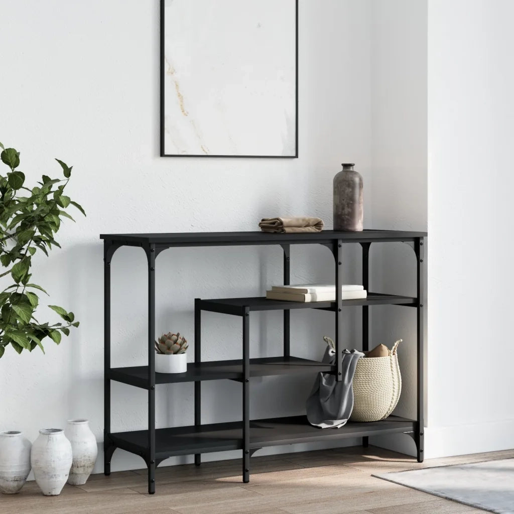 Tavolino Consolle con Ripiani Nero 100x35x75 cm 837787