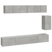 Set di Mobili Porta TV 6 pz | Armadietto TV | Mobile Porta TV Grigio Cemento in Legno Multistrato