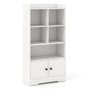 Libreria con 5 scomparti di stoccaggio e 2 armadi-Mobile espositore con mensole aperta per soggiorno e studio Bianco