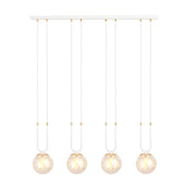 Lampada a sospensione GLAM in acciaio bianco e vetro ambra