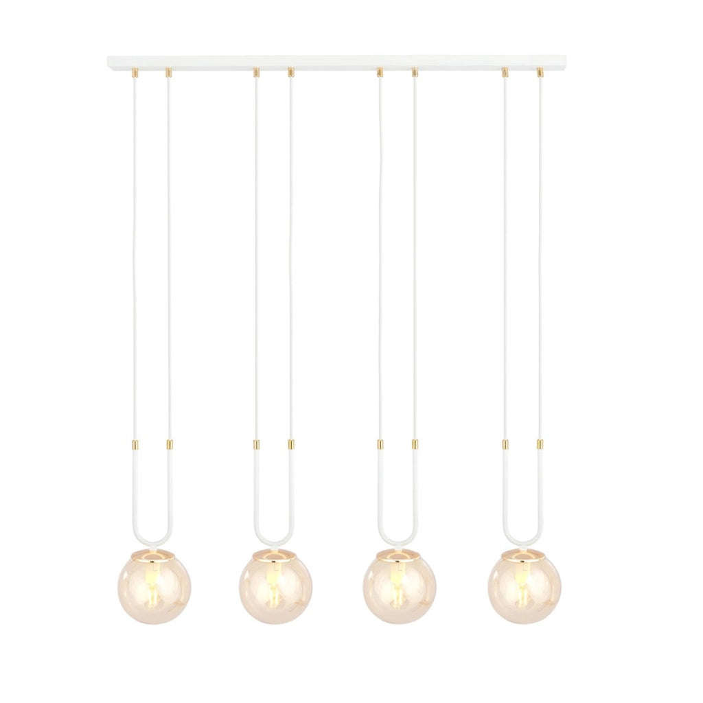 Lampada a sospensione GLAM in acciaio bianco e vetro ambra