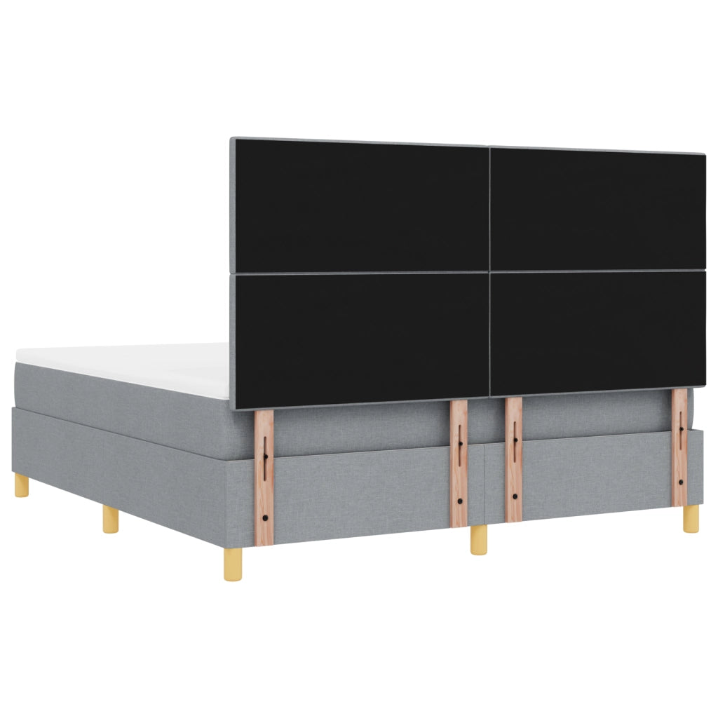 Letto con Rete a Molle e Materasso Grigio Chiaro Super King in Tessuto