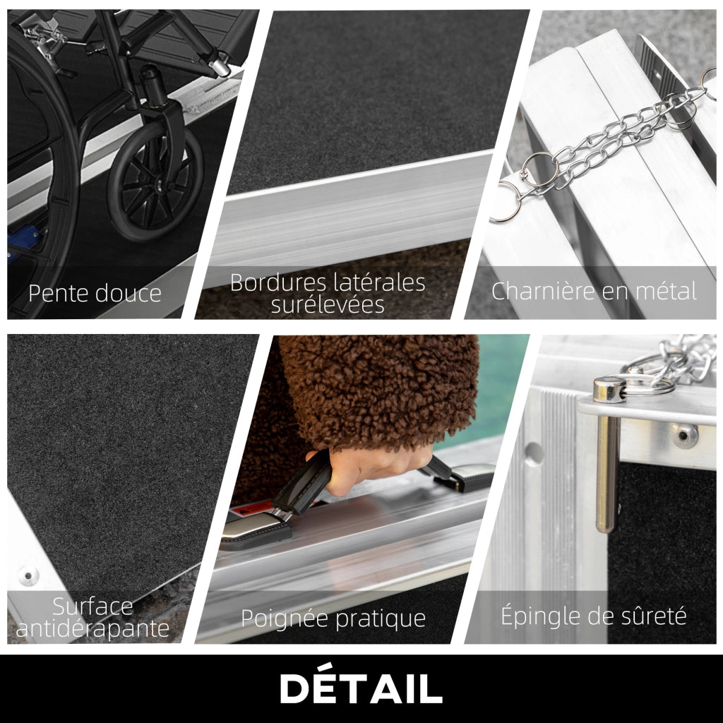 Rampa per Sedia a Rotelle ¨C zephmum ¨C Alluminio Antiscivolo 183x73.5 cm Nero