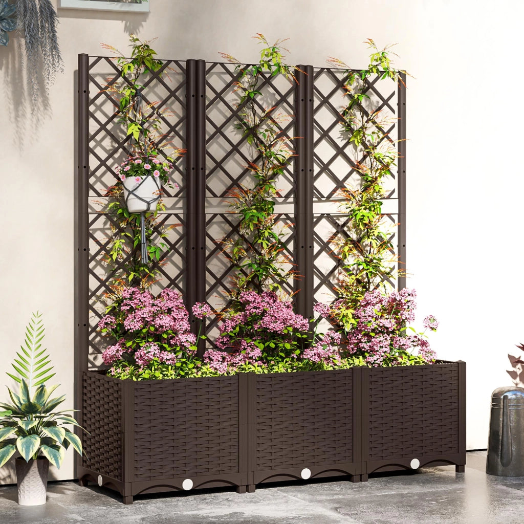 Letto da giardino sopraelevato con fioriera ¨C zephmum ¨C marrone 120x40x135 cm