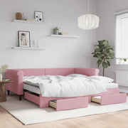 Divano Letto Estraibile con Cassetti Rosa 100x200 cm Velluto 3197853