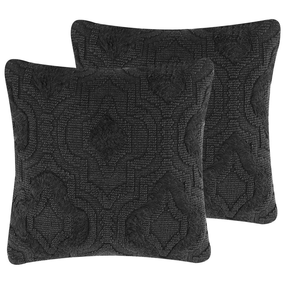 Set di 2 cuscini in cotone grigio scuro 45 x 45 cm ideale per interni