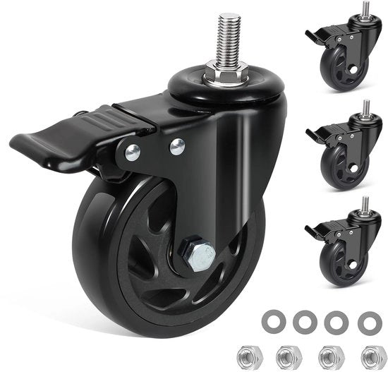 Pneumatici di sostituzione con freno 100 mm - silenziosi e senza segni di usura - set da 4