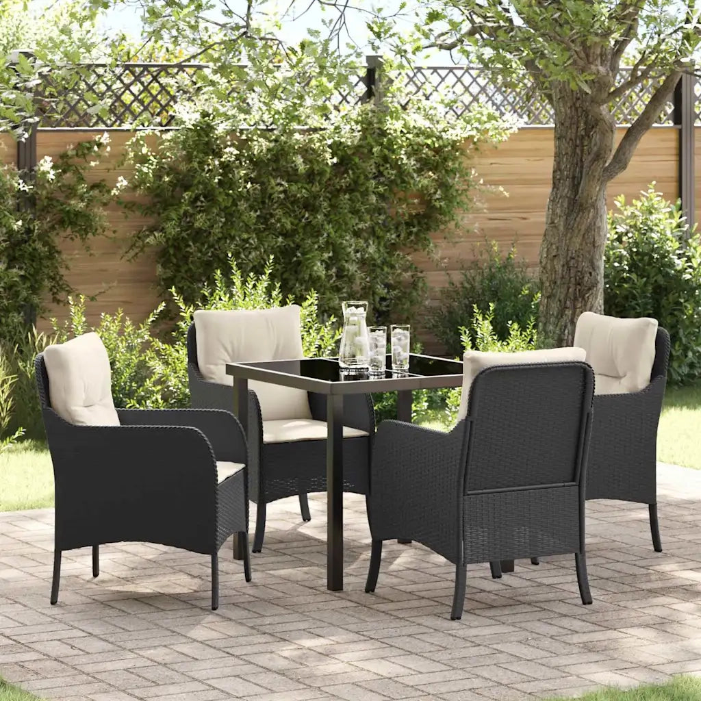 Set da Pranzo per Giardino con cuscino 5 pcs Nero polyrattan 3380142