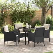 Set da Pranzo per Giardino con cuscino 5 pcs Nero polyrattan 3380142