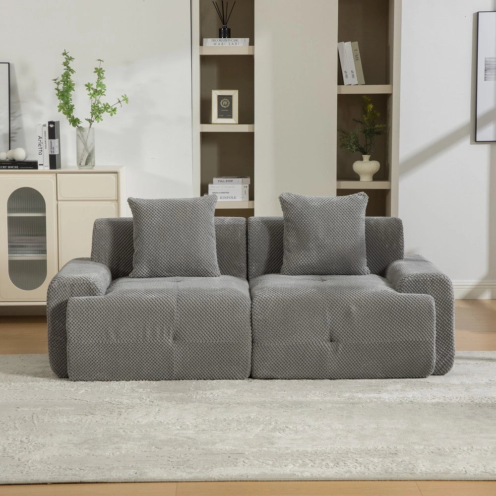 Divano Modulare in Tessuto Chenille ¨C MINIMAL ¨C Grigio, Morbido, Antimacchia