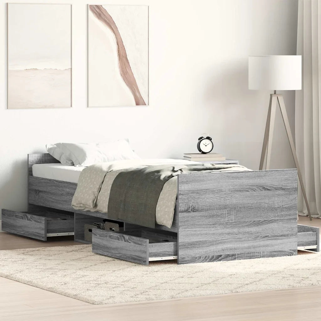 Giroletto con Testiera e Pediera Grigio Sonoma 75x190 cm