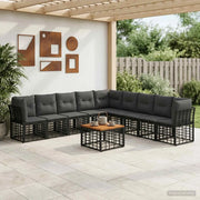 Set di divani da esterno 10 pcs Nero e Grigio scuro Poliestere 3437489