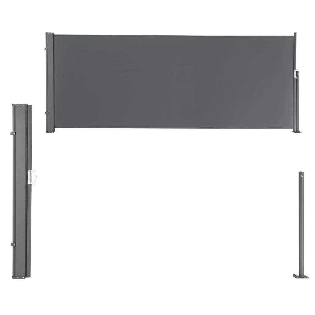 Paravento Estraibile Mulhacén Schermo Solare Verticale per Ringhiera Barriera Privacy 120x300 cm Grigio pro.tec