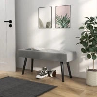 Panca Imbottita Fondoletto in Velluto con Gambe in Acciaio, 100x36x45cm, Grigio