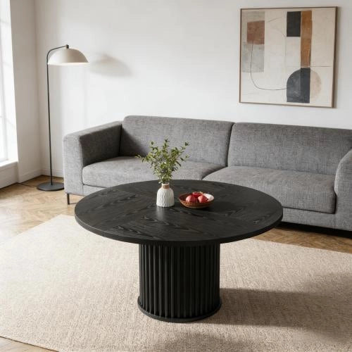 TAVOLO ROTONDO 120 cm Nero in Legno, da 6 Posti