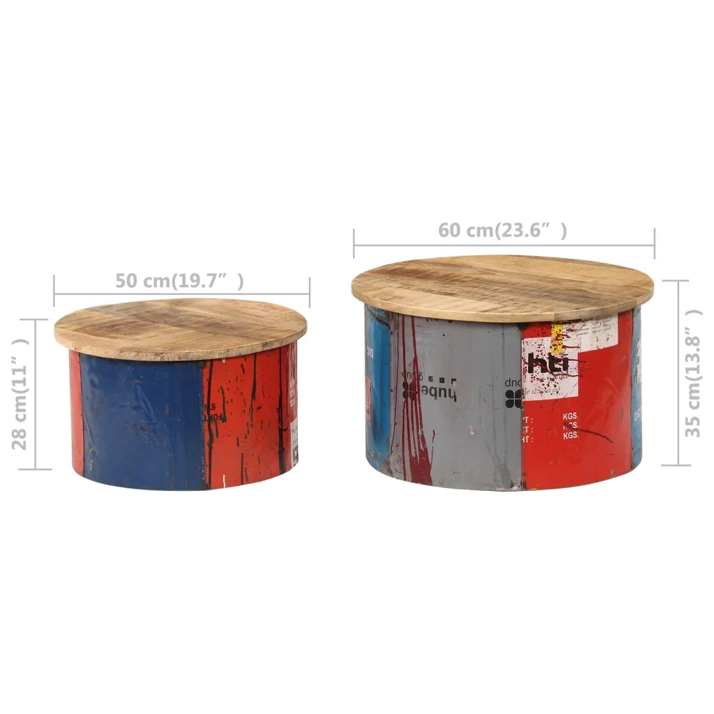 Tavolini da Salotto 2 pz in Legno Massello di Mango 247576