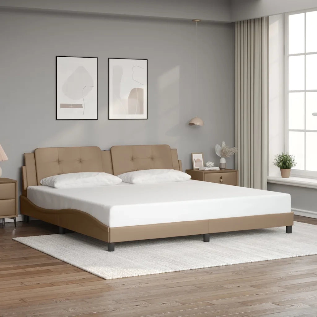 Giroletto con Luci LED Cappuccino 200x200 cm in Similpelle
