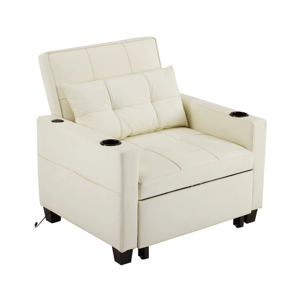 Divano Letto Singolo Estraibile con Portabicchieri e USB ¨C MINIMAL ¨C Tessuto
