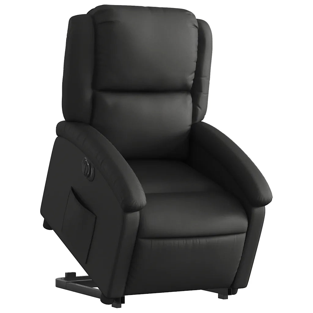 Poltrona Alzapersona Reclinabile Elettrica Nera in Vera Pelle 3204270