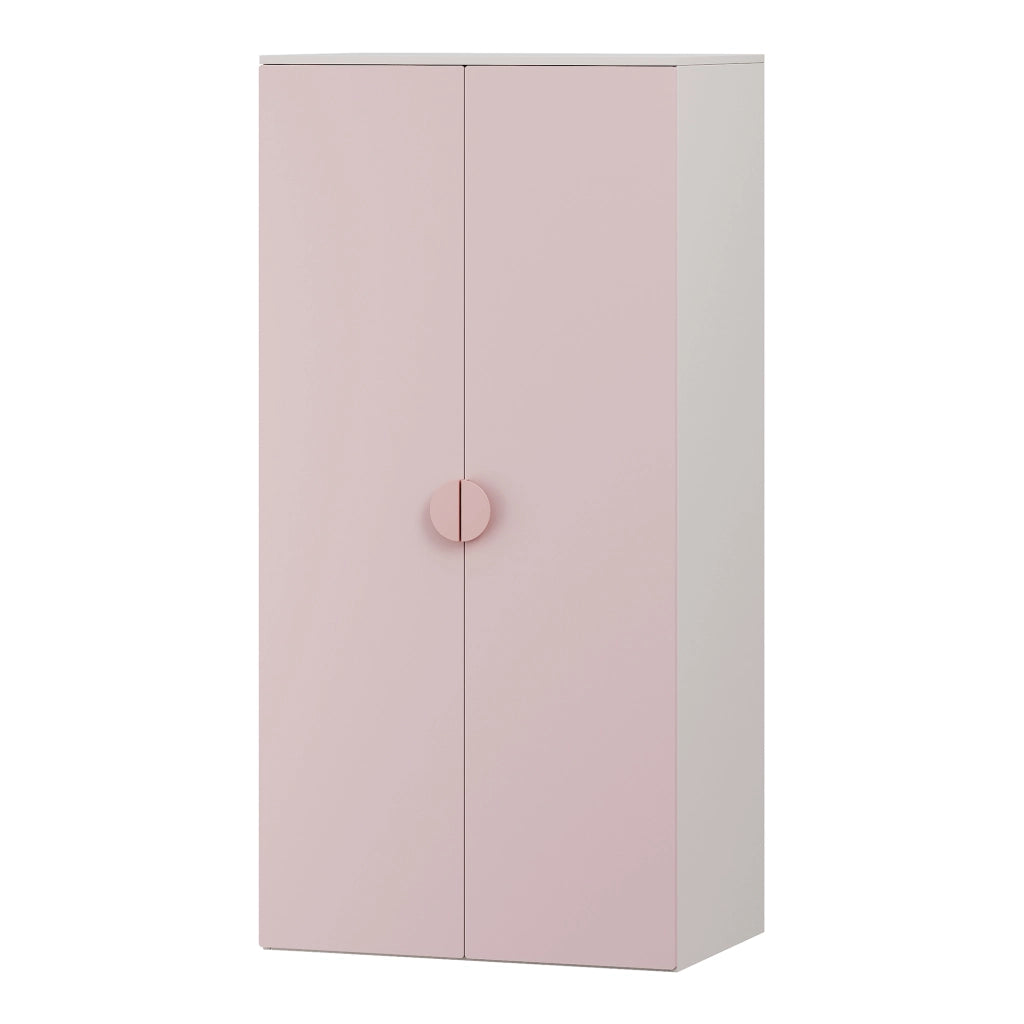 Armadio per Cameretta Sandnes a 2 Ante 123 x 60 x 40 cm - Bianco/Rosa [en.casa]