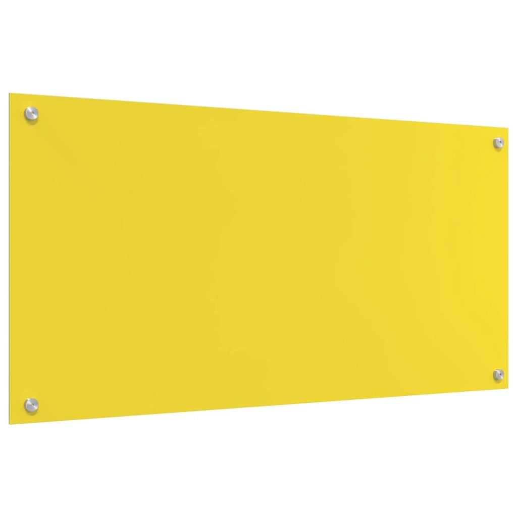 Paraschizzi moderno per cucina 100 x 50 cm resistente al calore facile da installare in vetro temperato giallo 02_0058469
