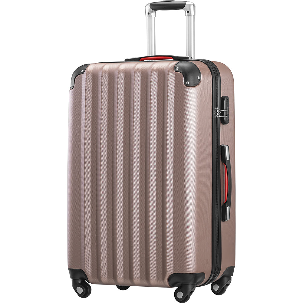 Set 4 Bagagli da Viaggio Trolley Rigido Easy Roll e Beauty Case in ABS Rosa
