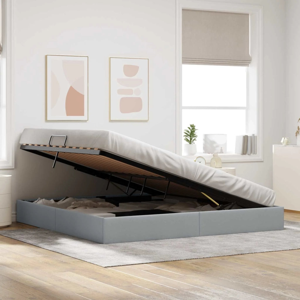 Letto ottomano Grigio chiaro 200 x 200 cm Tessuto 3442844
