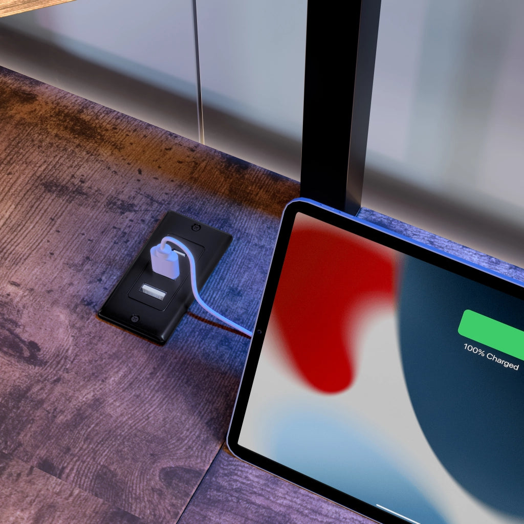 OKWISH Letto a soppalco 90×200 cm, Letto Singolo con Scrivania, Mensole, Pannello Forato, LED Regolabile e USB Type-C, senza Materasso, Nero