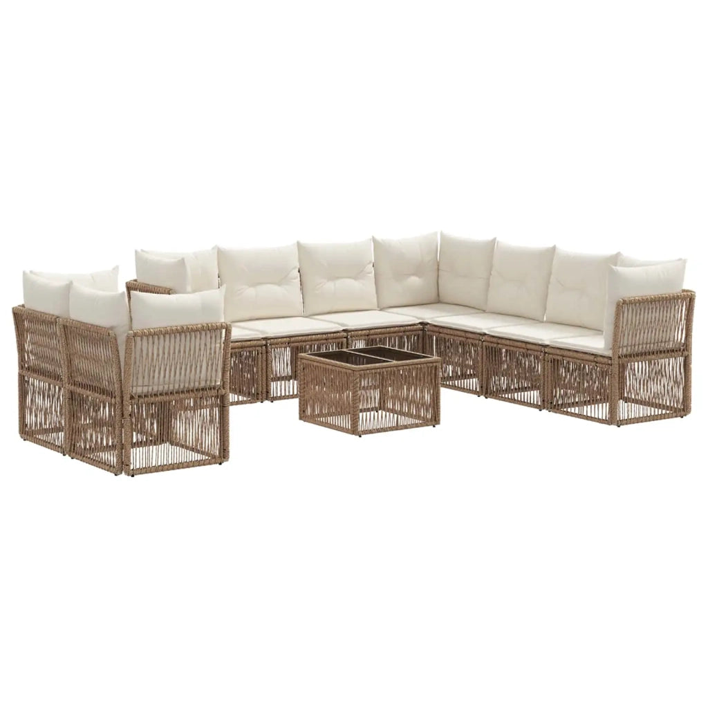 Set Divano da Giardino 10 pcs Beige polyrattan