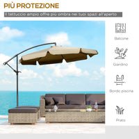 Ombrellone da Giardino a Braccio Ø265x265A cm in Metallo e Poliestere Caffè