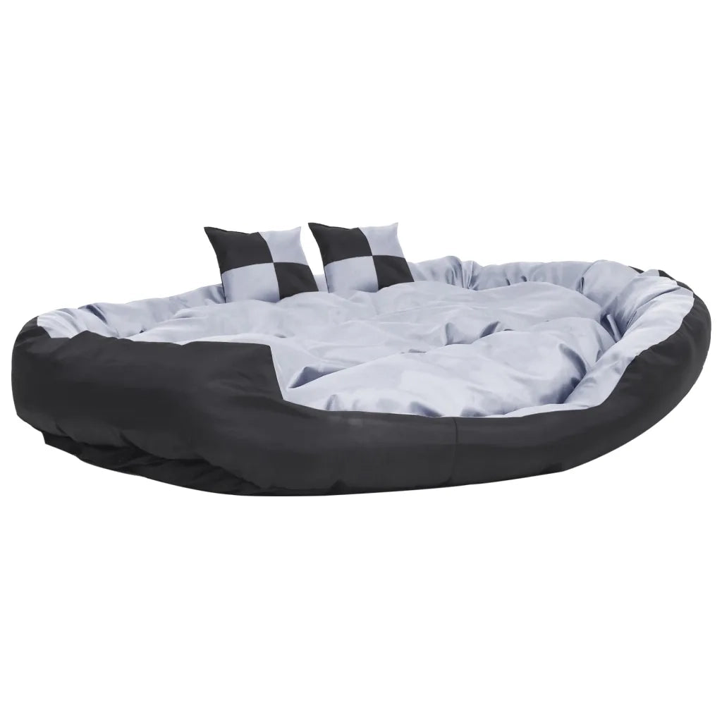 Cuscino per Cani Reversibile Lavabile Grigio Nero 150x120x25 cm 171210