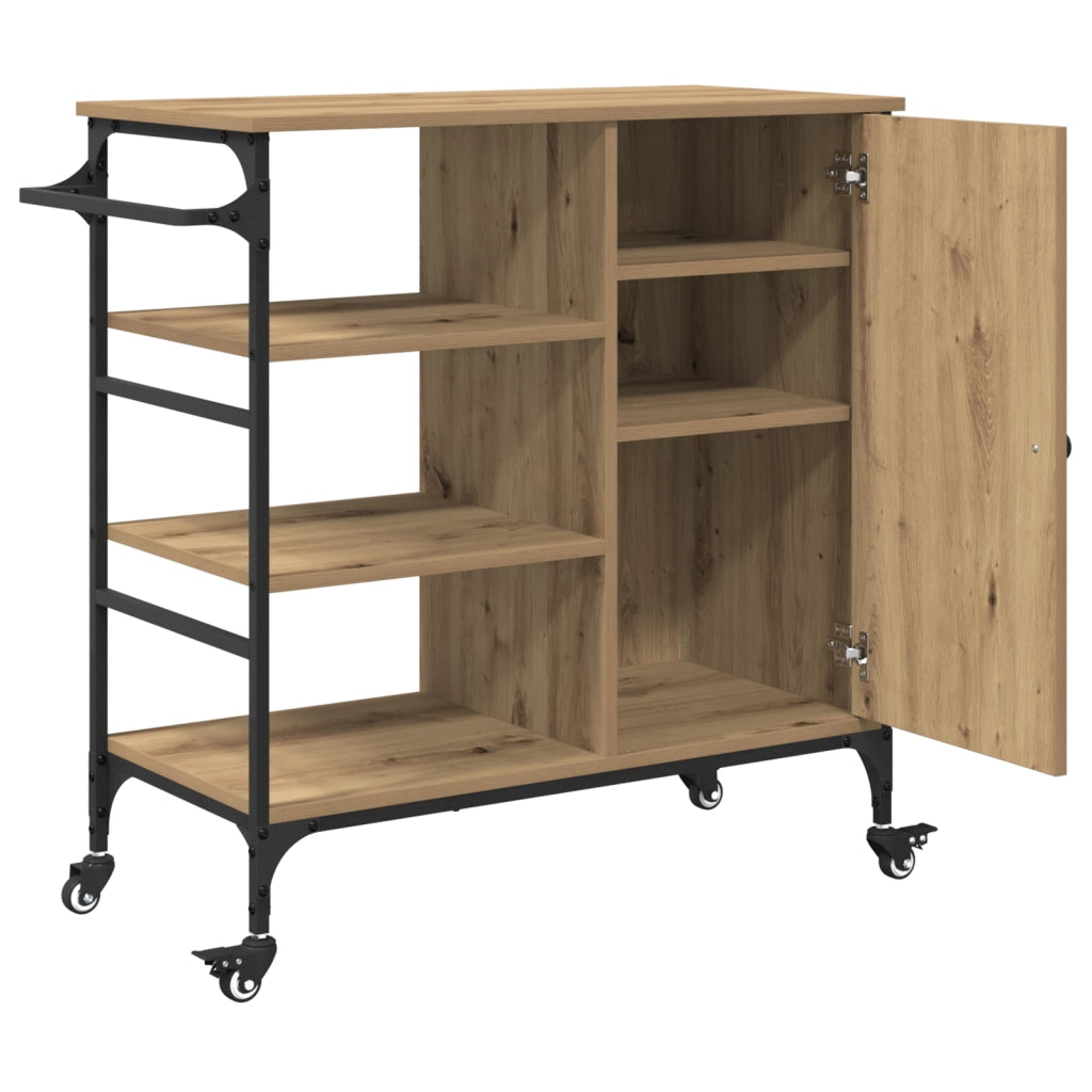 Carrello da cucina Rovere artigianale 87.5x38.5x84.5 cm Legno ingegnerizzato