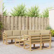 Set di divani da esterno 9 pcs Bianco e Beige Poliestere 3387827