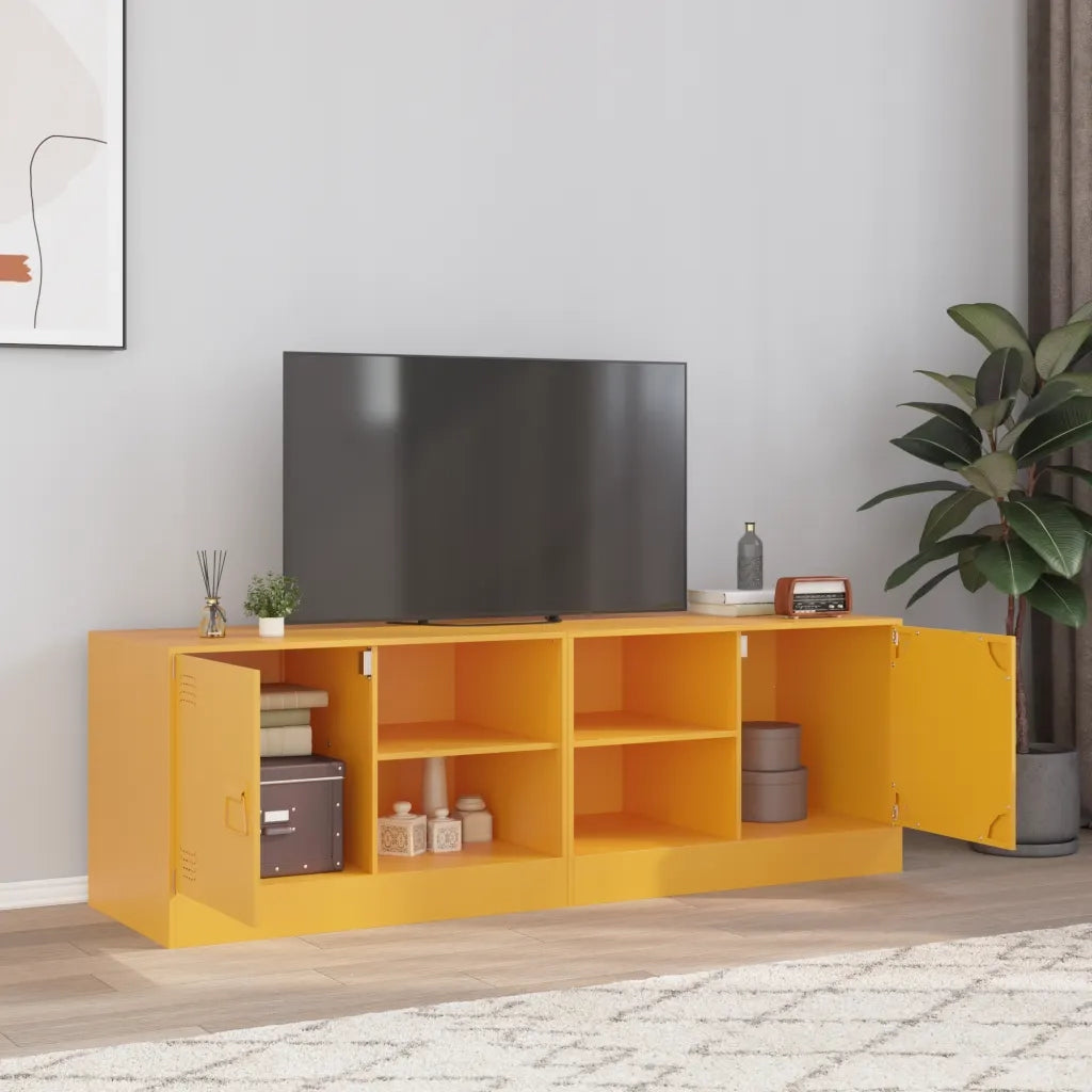 Mobili TV 2 pz-Set di 2 Credenza per TV Giallo Senape 67x39x44 cm in Acciaio 394817